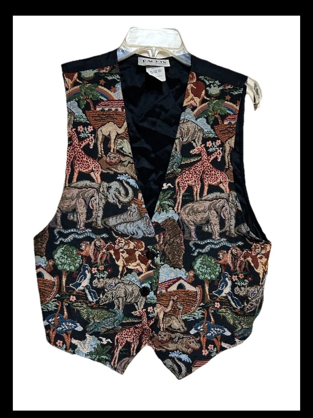 Vintagew Facets Vest Size Large Tapestry Noah’s Art And Animals